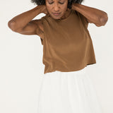 Petra Crop in Silk Crepe, Moss, Size Small | READY TO SHIP