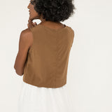 Petra Crop in Silk Crepe, Moss, Size Small | READY TO SHIP