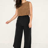 Petra Crop in Silk Crepe, Moss, Size Small | READY TO SHIP