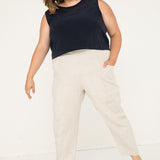 Petra Crop in Silk Crepe, Navy, Size XS | READY TO SHIP