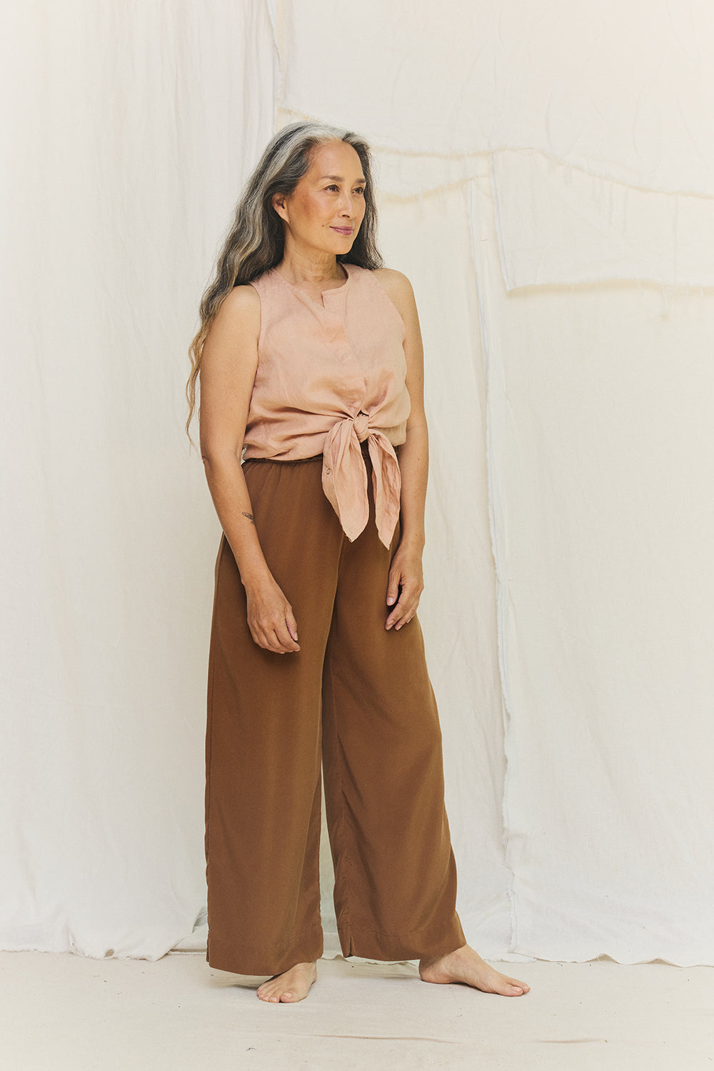 Florence Pant in Washable Silk Ochre#color_ochre